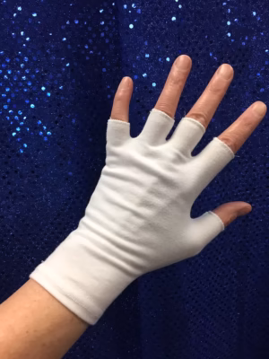 Fingerless Gloves White Cotton Lycra