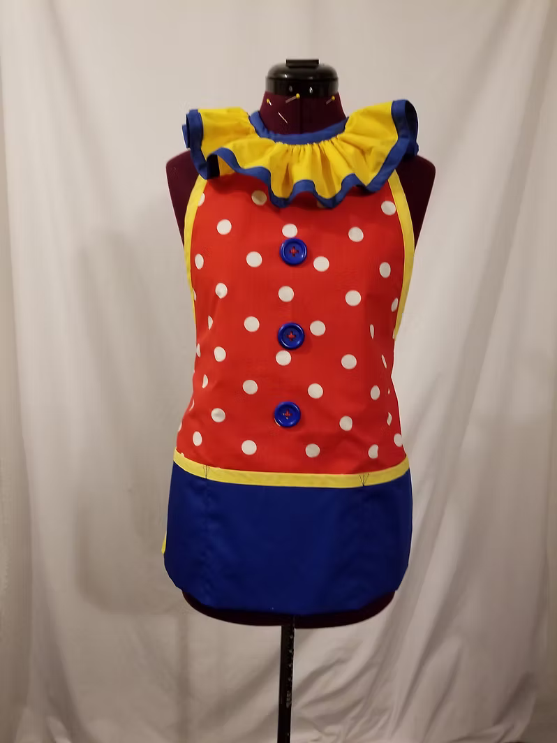 In Stock Clown Apron - Red with dot